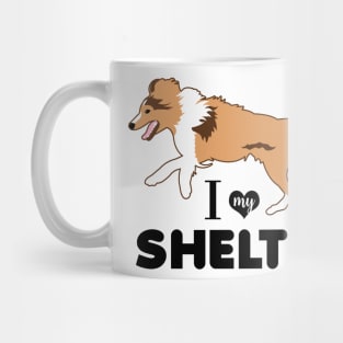 Shetland Sheepdog Sheltie Pattern Miniature Collie Dog Breed in Blue Mug